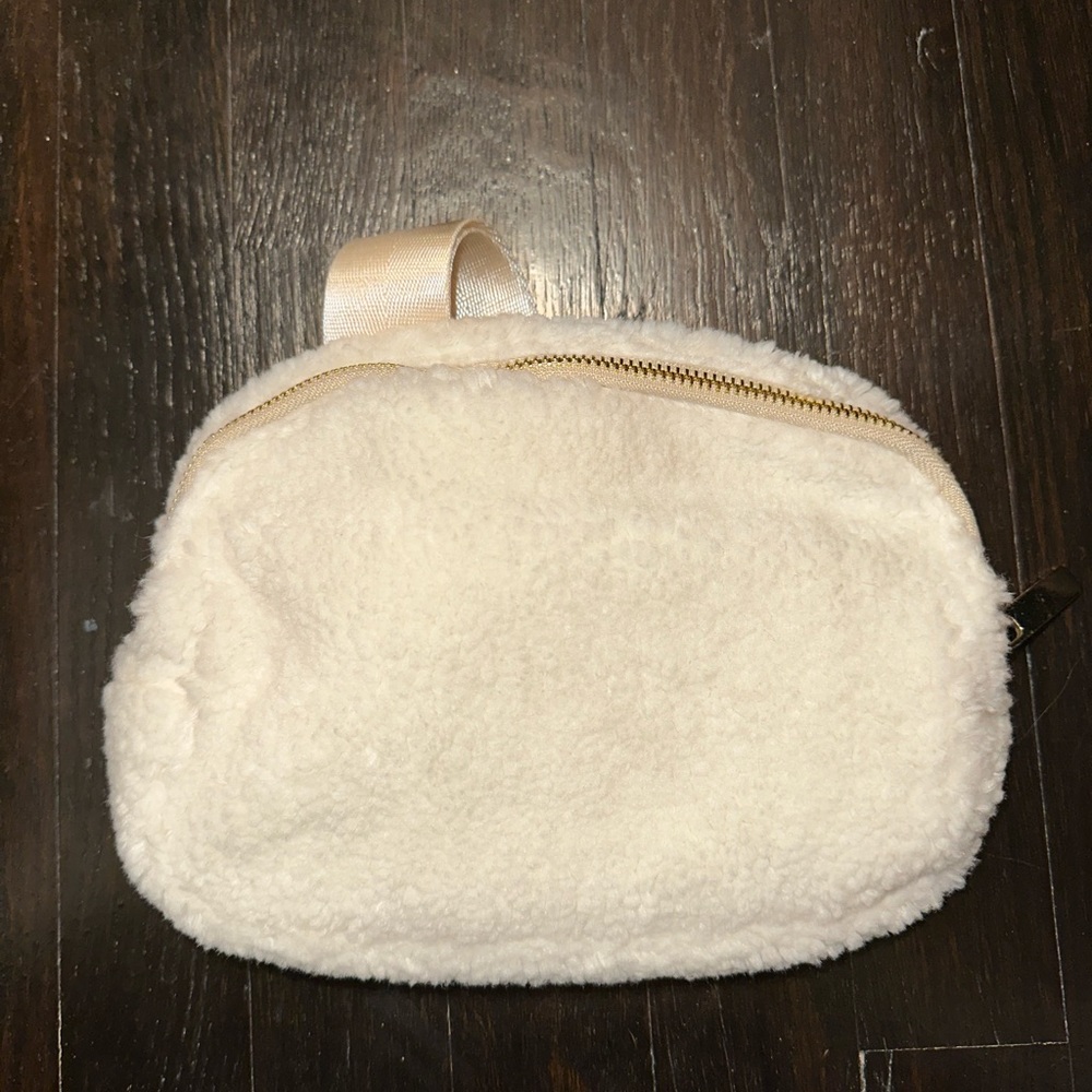 Beige Fuzzy Belt Bag
